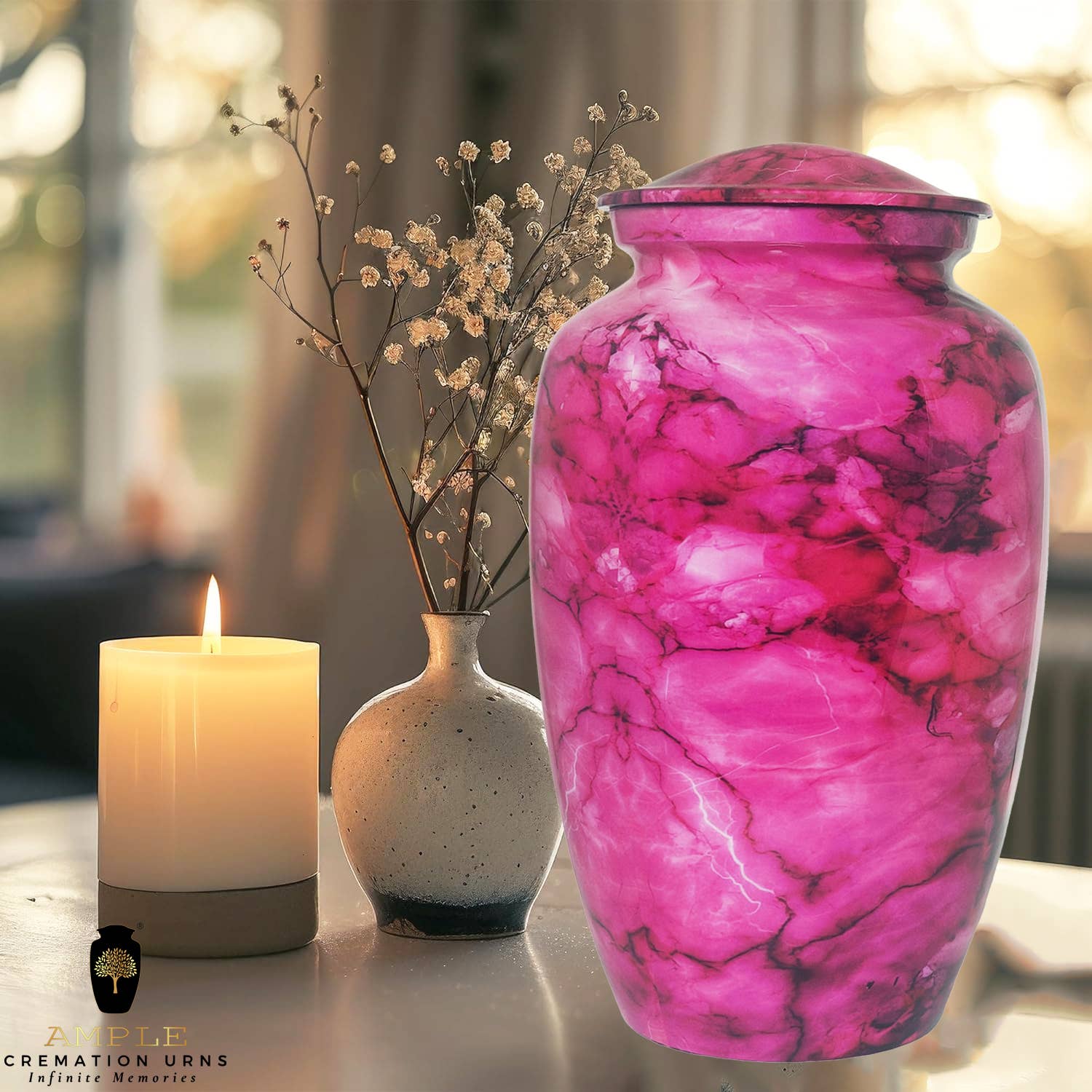 Ample Cremation Urns - Wholesale Urn - Beautiful Pink cremation urns handmade for human ashes0