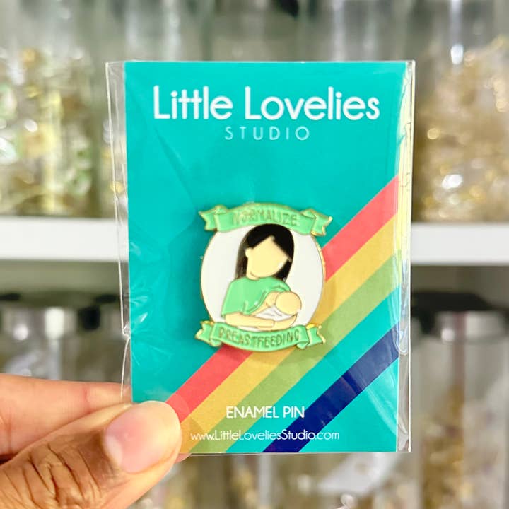1.5'' Normalize Breastfeeding in Vanilla Enamel Pin for wholesale by Little Lovelies Studio