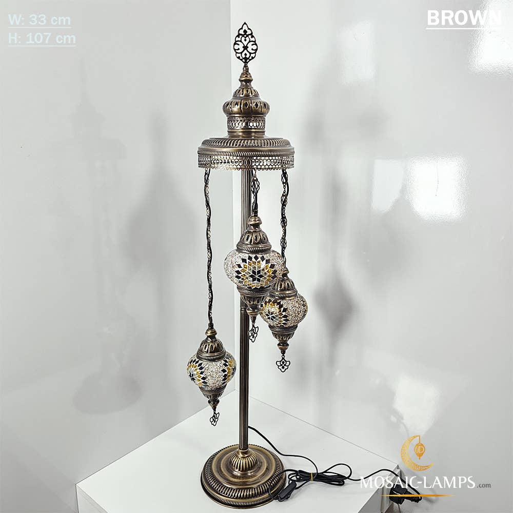 Mosaic Lamps - Wholesale Floor Lamp - 3 Globe Medium Ball Floor Lamps, Turkish Moroccan Ottoman3
