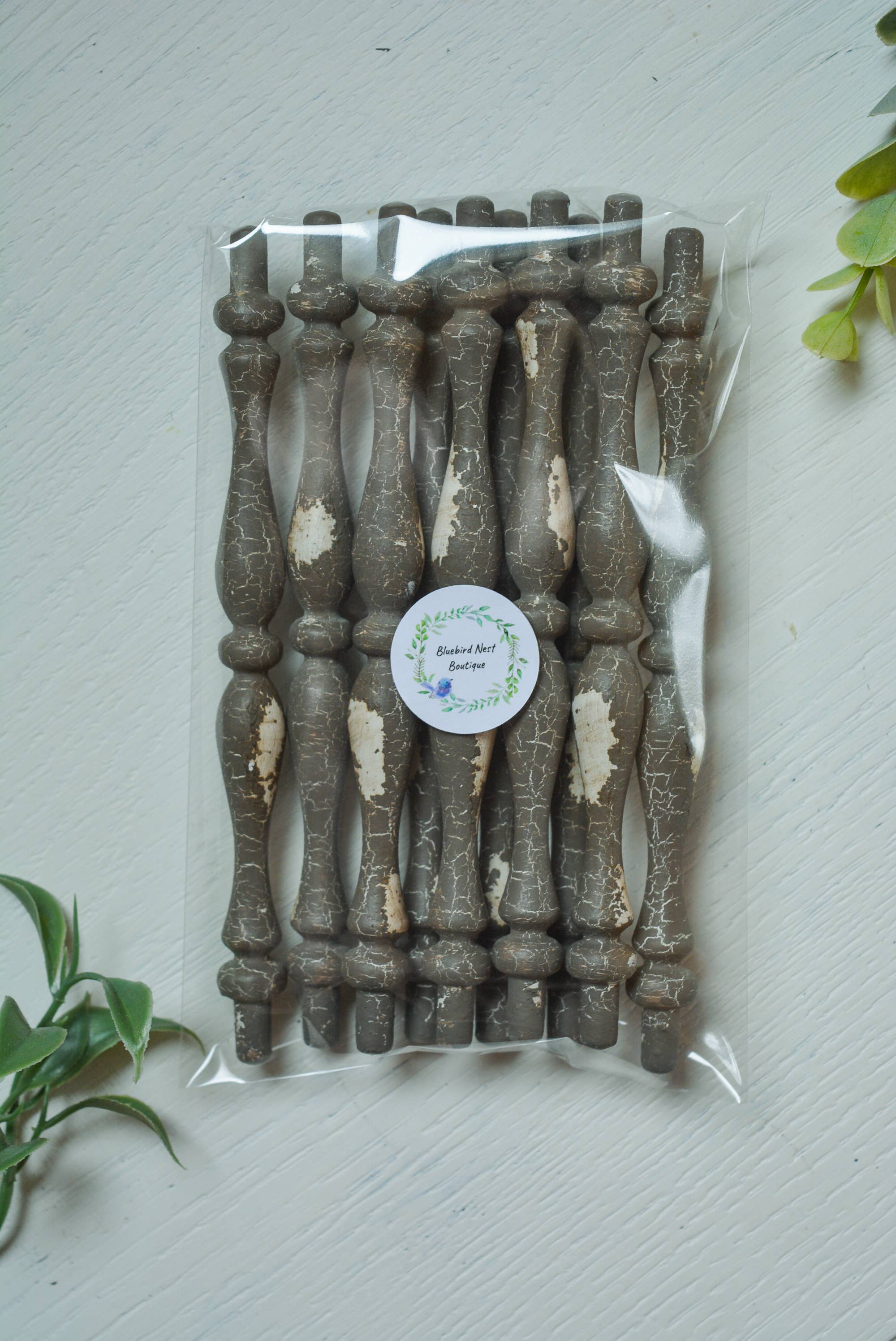 Bluebird Nest Boutique - Wholesale Ornament - Charcoal Chippy Spindle- Small 6"7