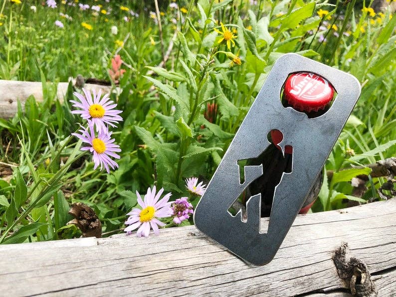 BE Creations & Designs, Inc. - Wholesale Bottle/Wine Opener - Hiker Rectangle Bottle Opener made from Raw Steel1