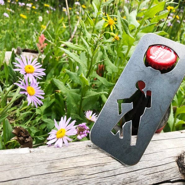 BE Creations & Designs, Inc. - Wholesale Bottle/Wine Opener - Hiker Rectangle Bottle Opener made from Raw Steel1