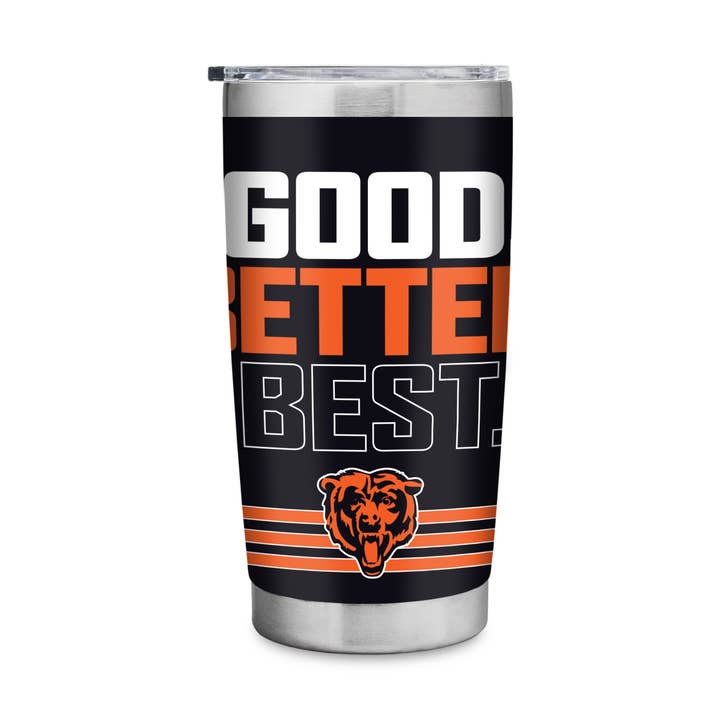 Chicago Bears "GOOD. BETTER. BEST." 20oz Stainless Tumbler for wholesale by Rico Industries
