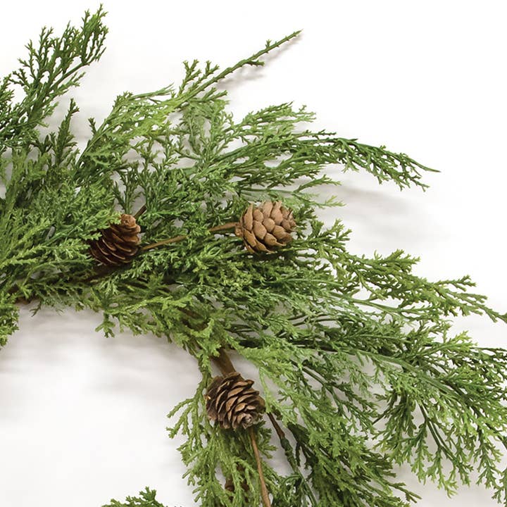 Saybrook Lane - Wholesale Wreath - Western Cedar & Pinecone Candle Ring, 6.5"