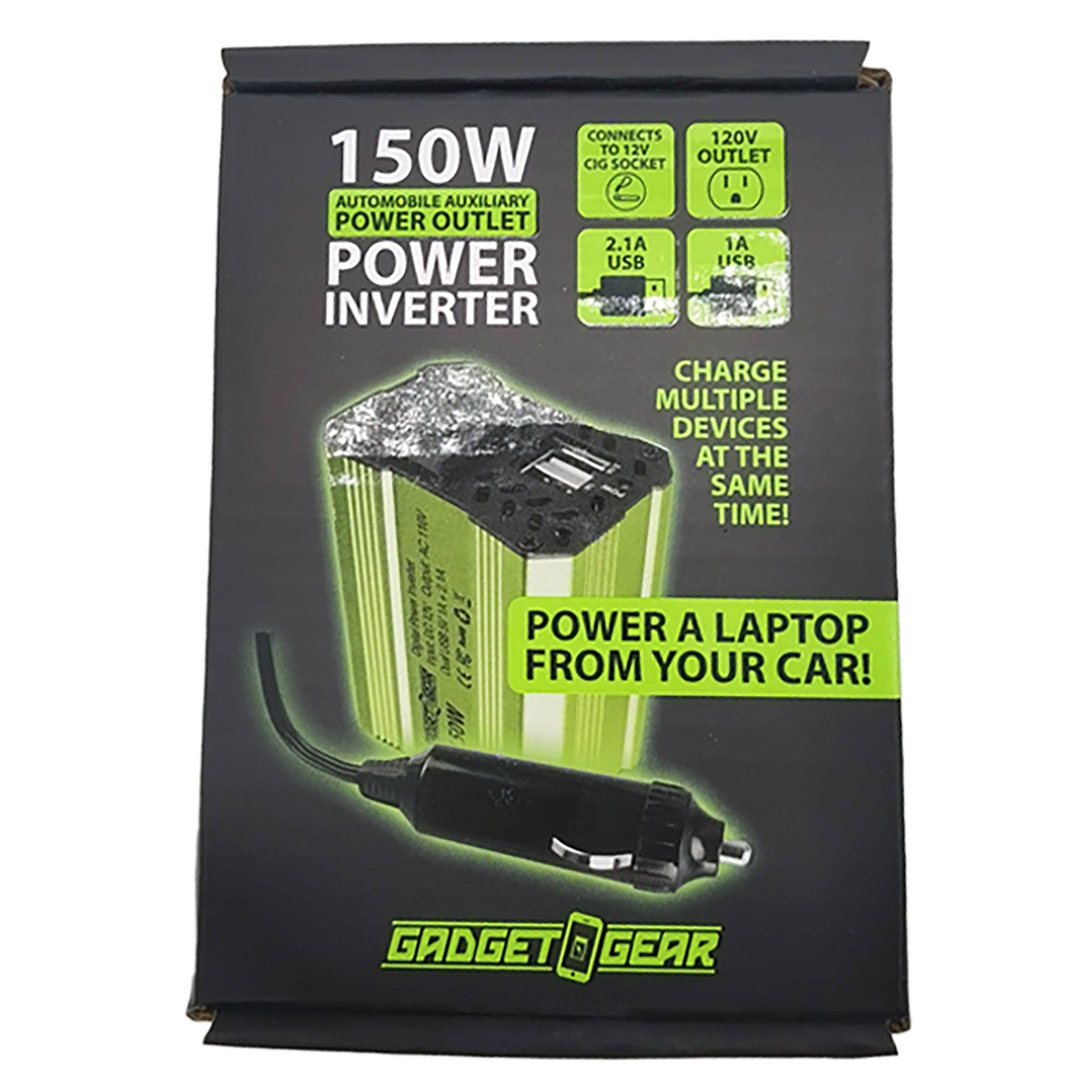 Novelty Brands - Wholesale Portable Charger - GADGET GEAR 150W POWER INVERTER W/120V OUTLET & MORE- 4/PACK2
