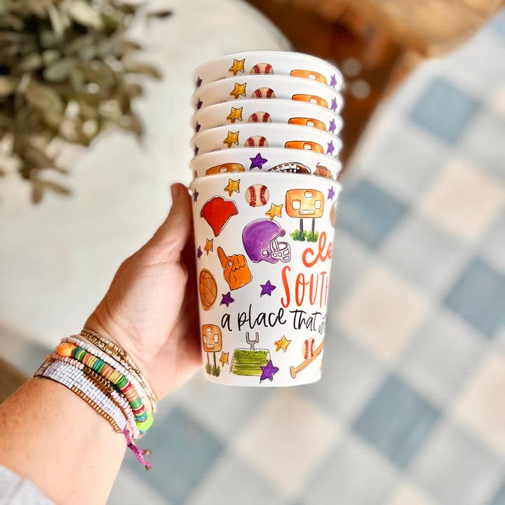 Happy By Rachel, LLC - Wholesale Disposable Cup - Clemson, SC Multi-Sport Reusable Party Cups tailgating