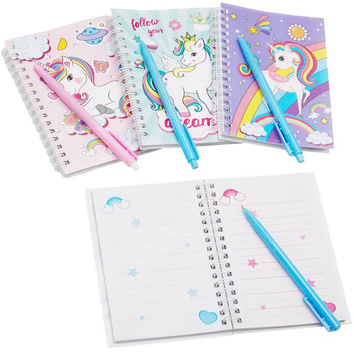 Cap Zone - Wholesale Notebook - Unicorn 60 Page Mini Diary Notebook with Pen