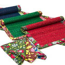 Table Runner with Print Piping for wholesale by Sasha