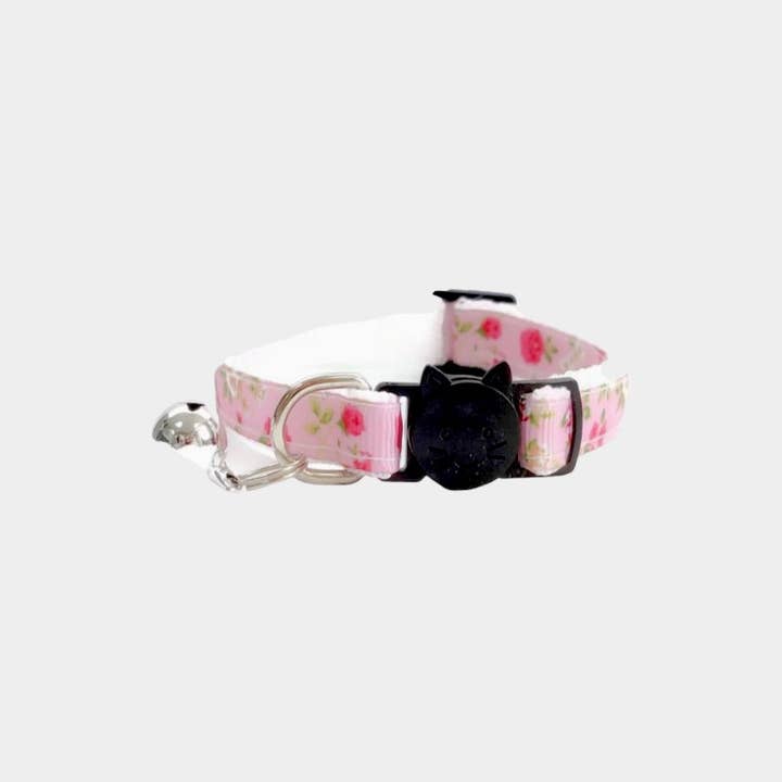 Pink with Rose Floral Print Cat Collar for wholesale by Zacal Cat Collars
