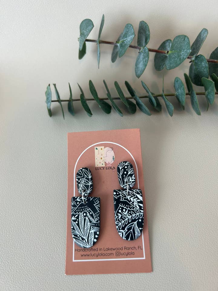 The Olivia -Botanical Pattern- White on Black for wholesale by lucylola