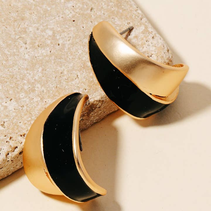 Anarchy Street - Wholesale Hoop Earrings - Half Epoxy Wide Metallic Hoop Earrings0