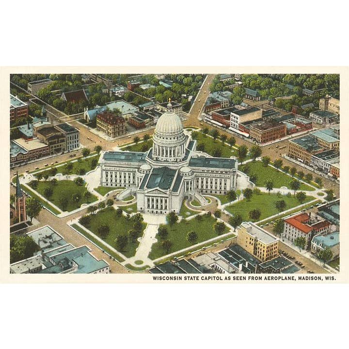Found Image Press - Venta al por mayor Tarjeta postal - Tarjeta postal WI-92 Capitolio del Estado, Madison, Wisconsin