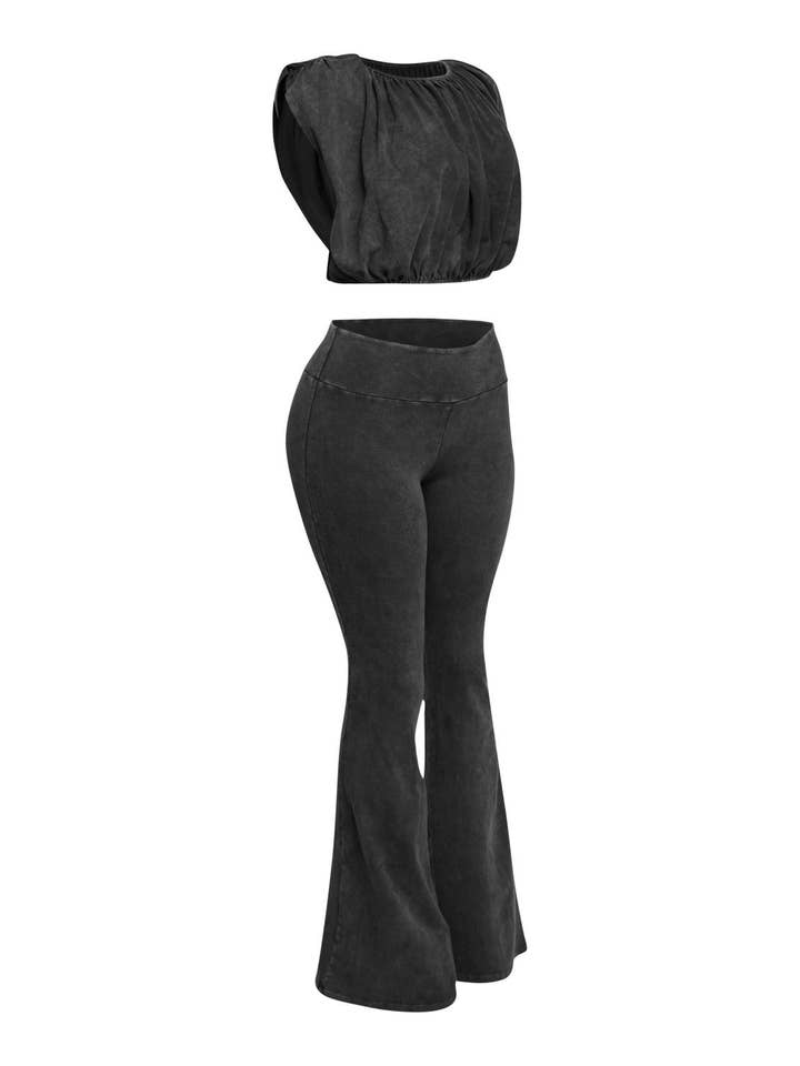 K Too – Großhandel Set aus Oberteil und Hose (NICHT Loungewear) – Damen – Mineralgewaschenes Blasentop- und Hosen-Set7