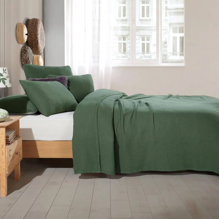 Aseel Buy Good – wholesale Prydnadsfilt – Grön kastpläd Queen/King storlek5