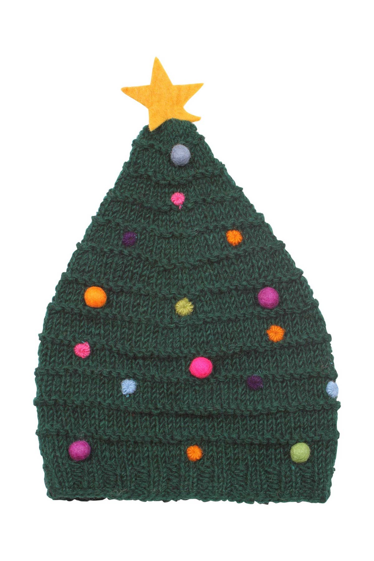 Christmas Tree - Hand Knitted Wool Multicoloured Xmas Hat for wholesale on Faire1
