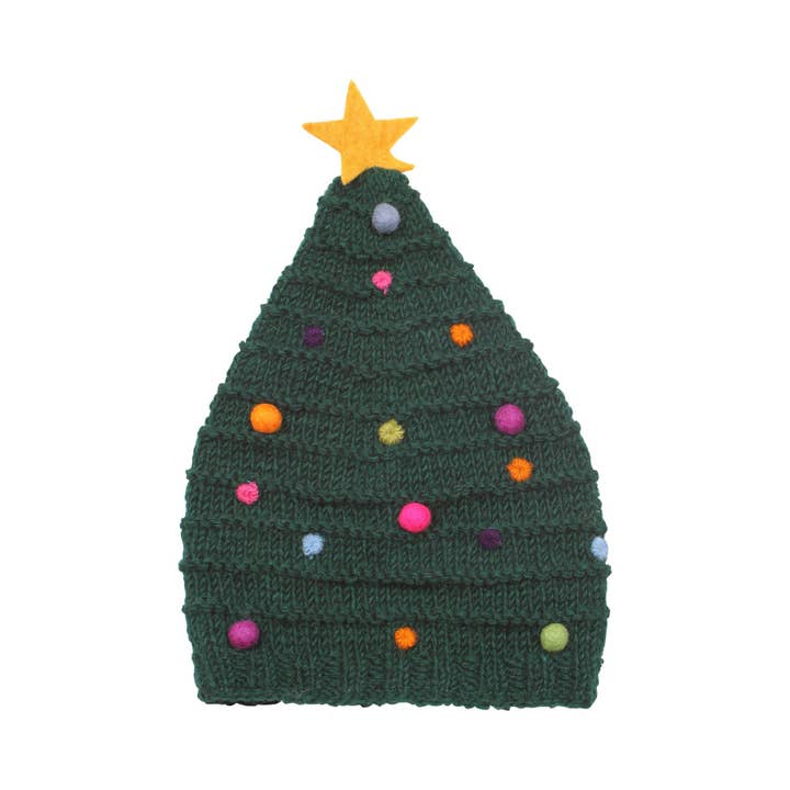 Christmas Tree - Hand Knitted Wool Multicoloured Xmas Hat for wholesale on Faire1