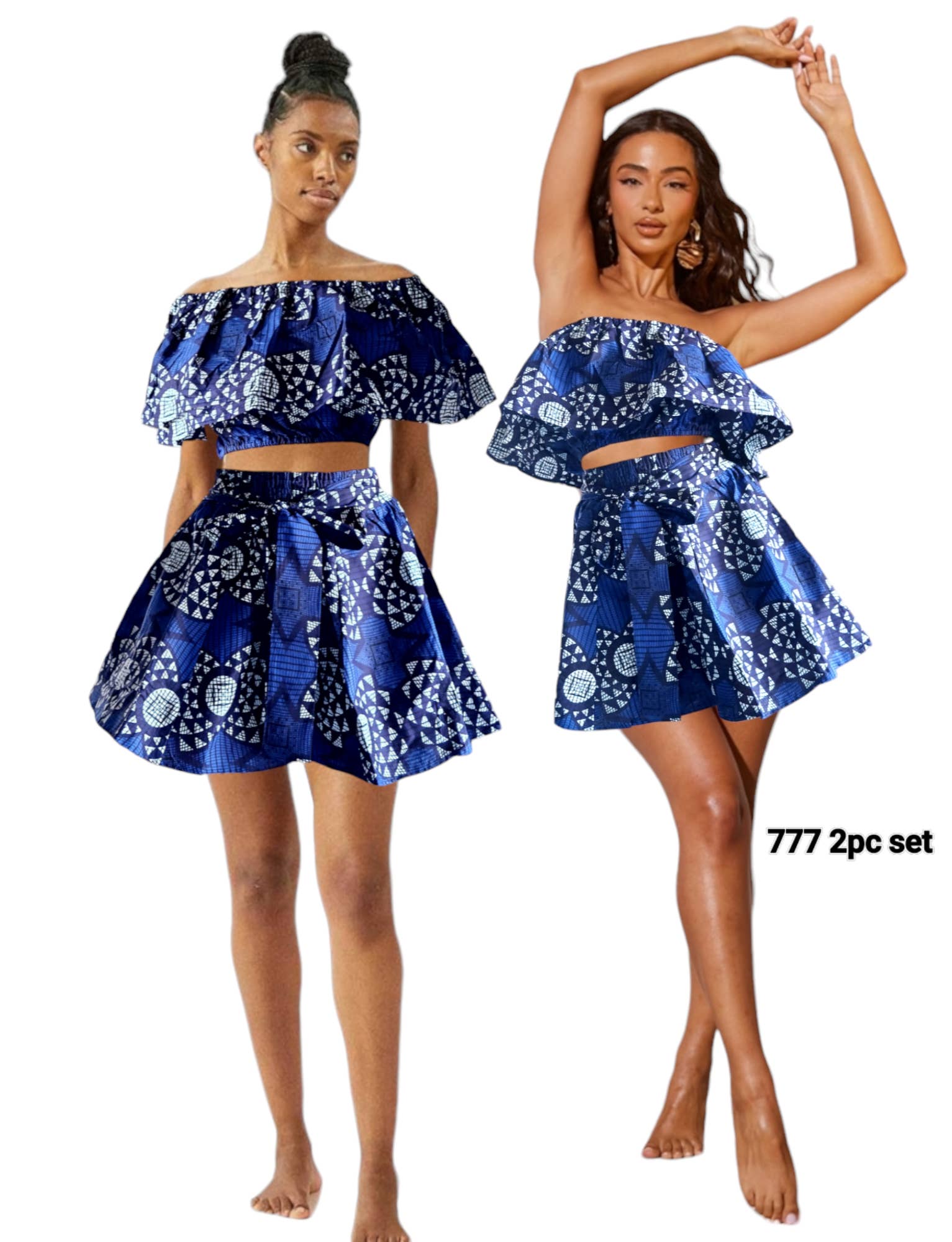 India Batik - Wholesale Top & Skirt Set - Women's - 777 - Mini Skirt & Crop Top Set