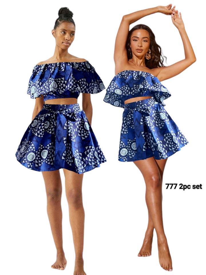 India Batik - Wholesale Top & Skirt Set - Women's - 777 - Mini Skirt & Crop Top Set0