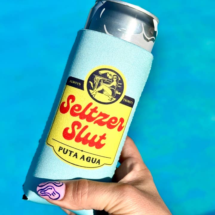 Full Send Studio - Wholesale Drink Huggers & Koozies - Seltzer Slut Slim Can Cooler | Topo Chico Inspired Can Cozie for 12oz Skinny Cans | Perfect Fit for Hard Seltzers