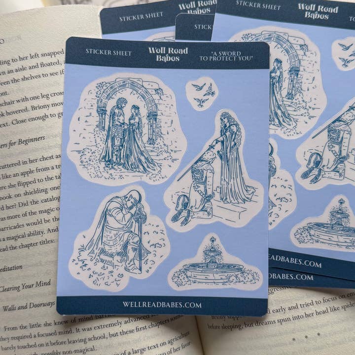 Feuille d'autocollants Toile De Jouy Romance Médiévale 4,5x6" pour la vente par Well Read Babes