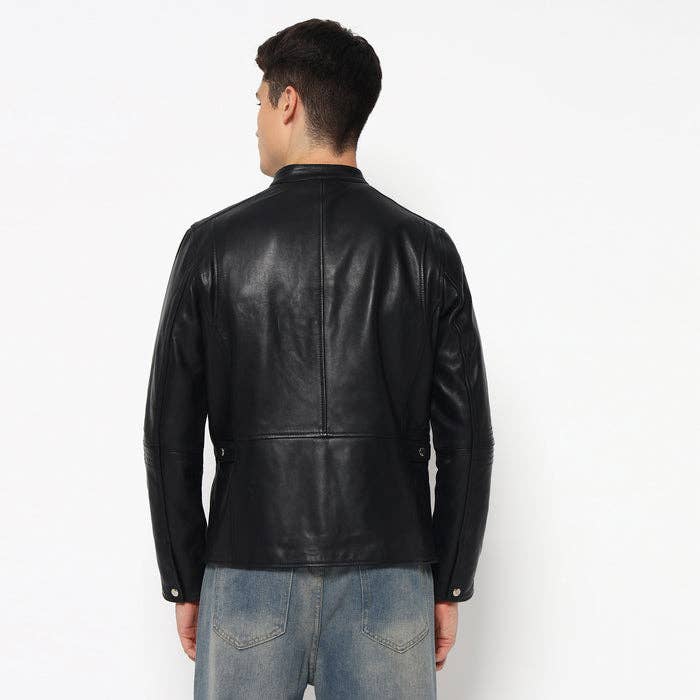 Classy Leather Bags - Vendita all'ingrosso Giacca in pelle - Uomo - Giacca in pelle nera semplice da uomo senza tempo6