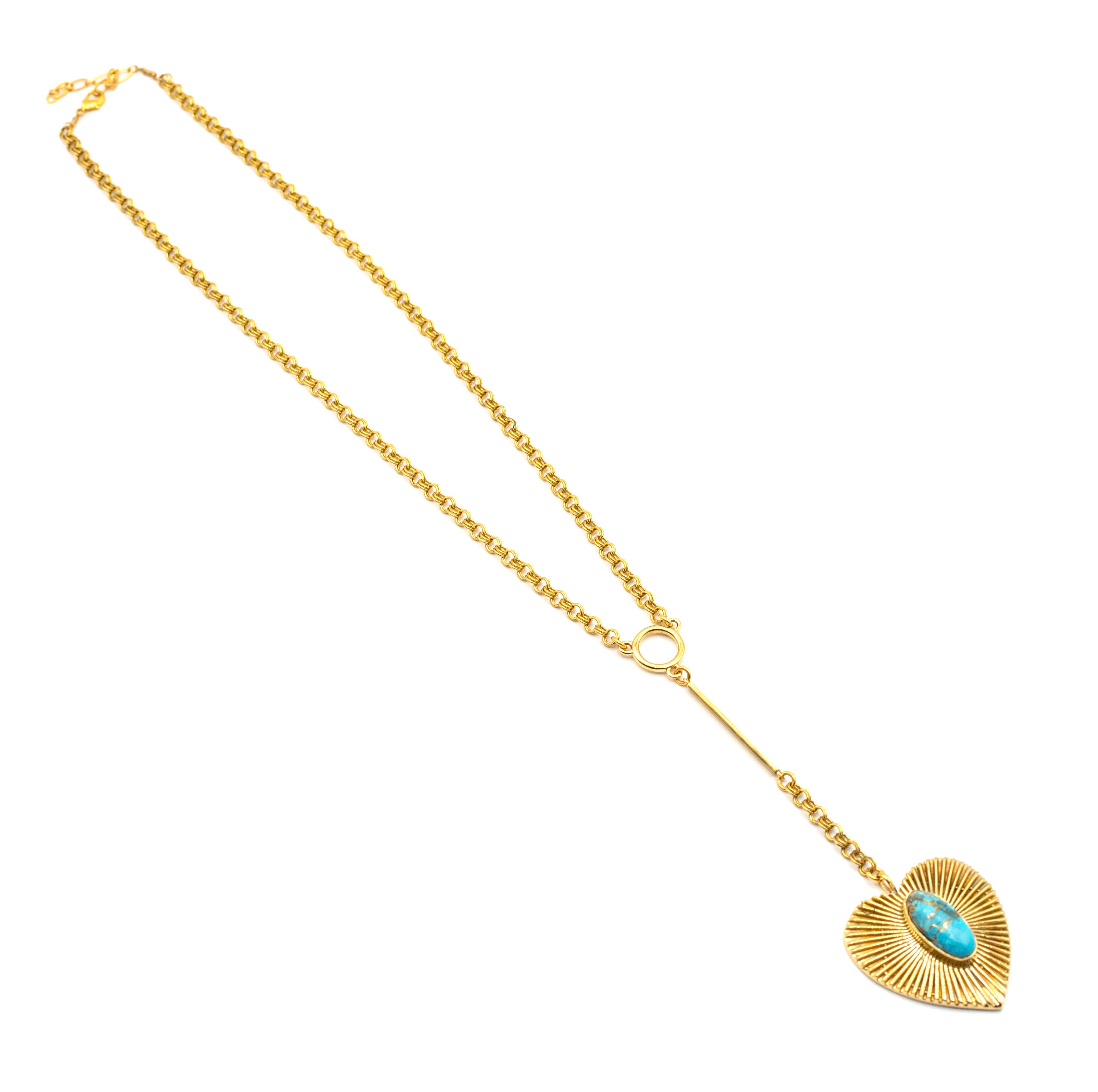 Baizaar - Wholesale Pendant/Charm Necklace - Brass Turquoise Heart Necklace3