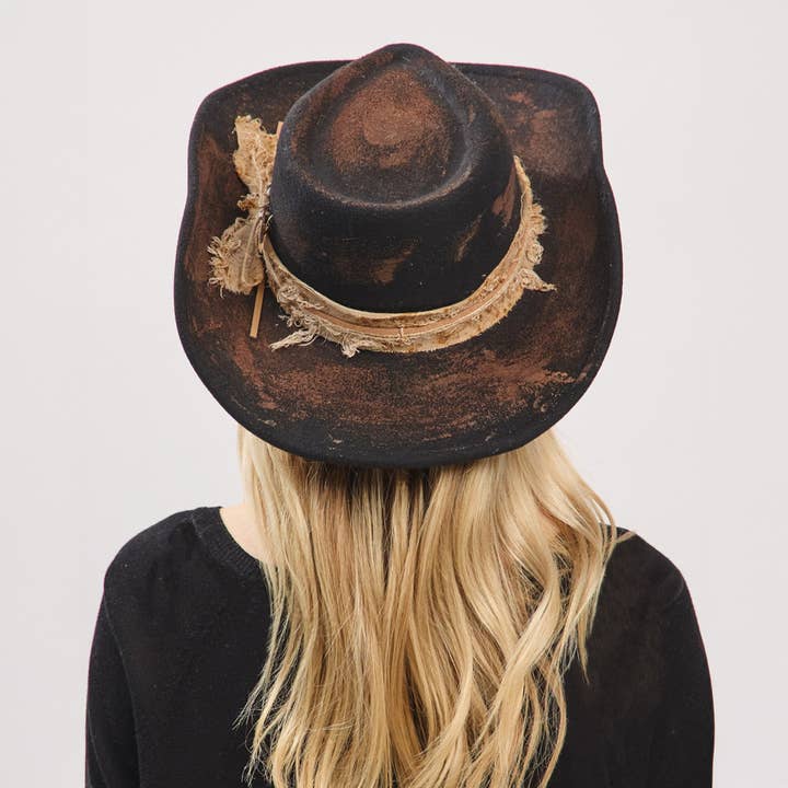 Hana - Wholesale Cowboy Hat - Women's - Rustic Cowgirl with Feather Fedora Hat12