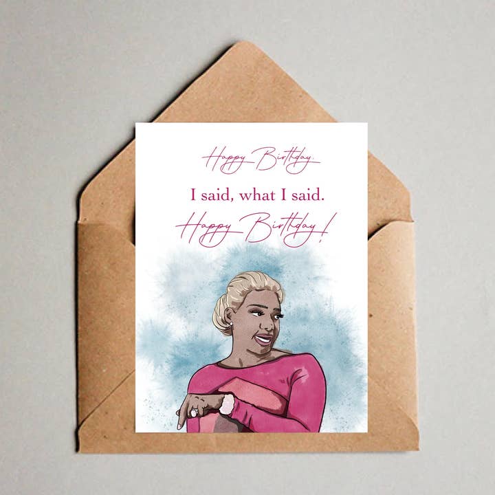 Real Housewives of Atlanta NeNe Leakes Hand Drawn Birthday C for wholesale by Tinted Rose Designs