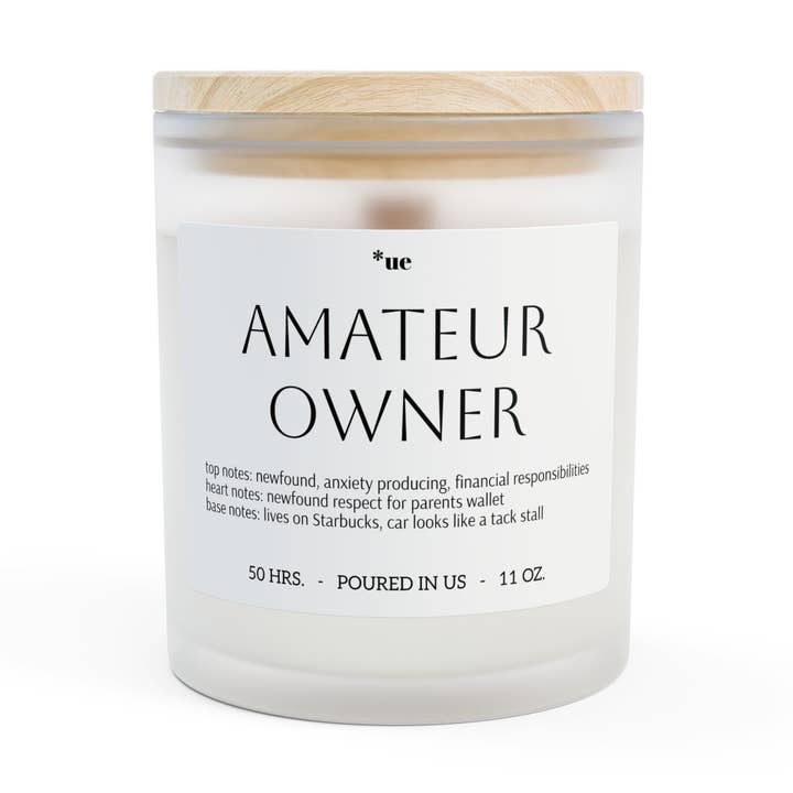 Frosted Glass Candle, 11oz - Amateur Owner for wholesale by un.sus.tain.a.ble equestrian