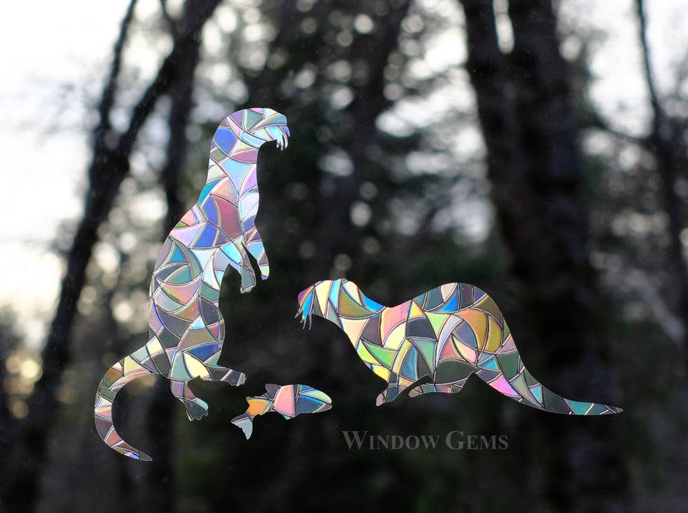 Window Gems - Wholesale Suncatcher - River Otter Window Clings - Bird Strike Prevention Decals0