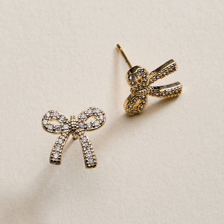 GD Gold Filled Crystal Bow Stud Earrings for wholesale on Faire3