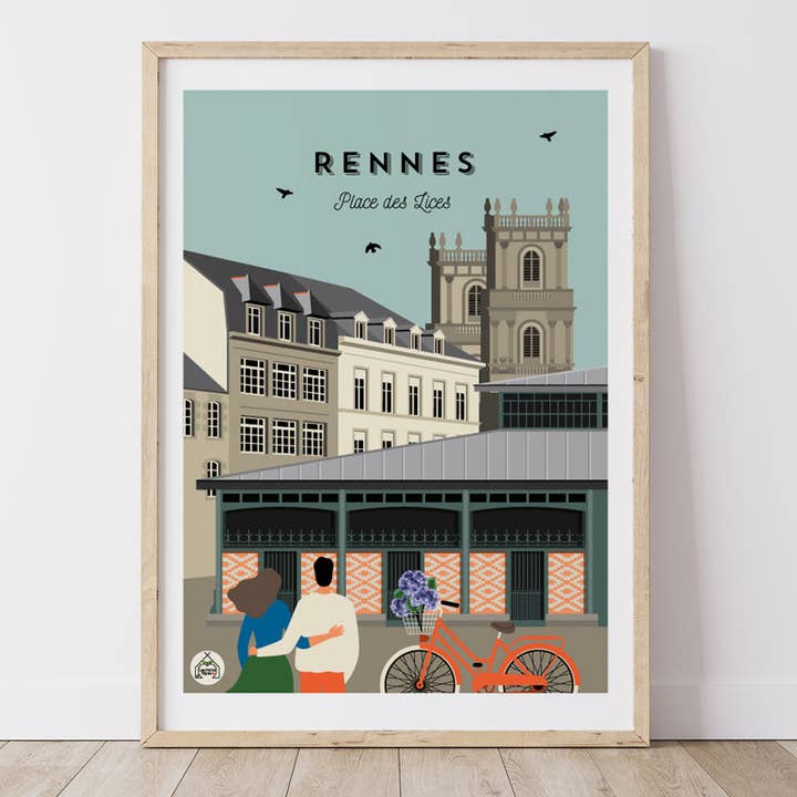 Plakat RENNES - Place des Lices für den Großhandel von Les Petits Yéyés