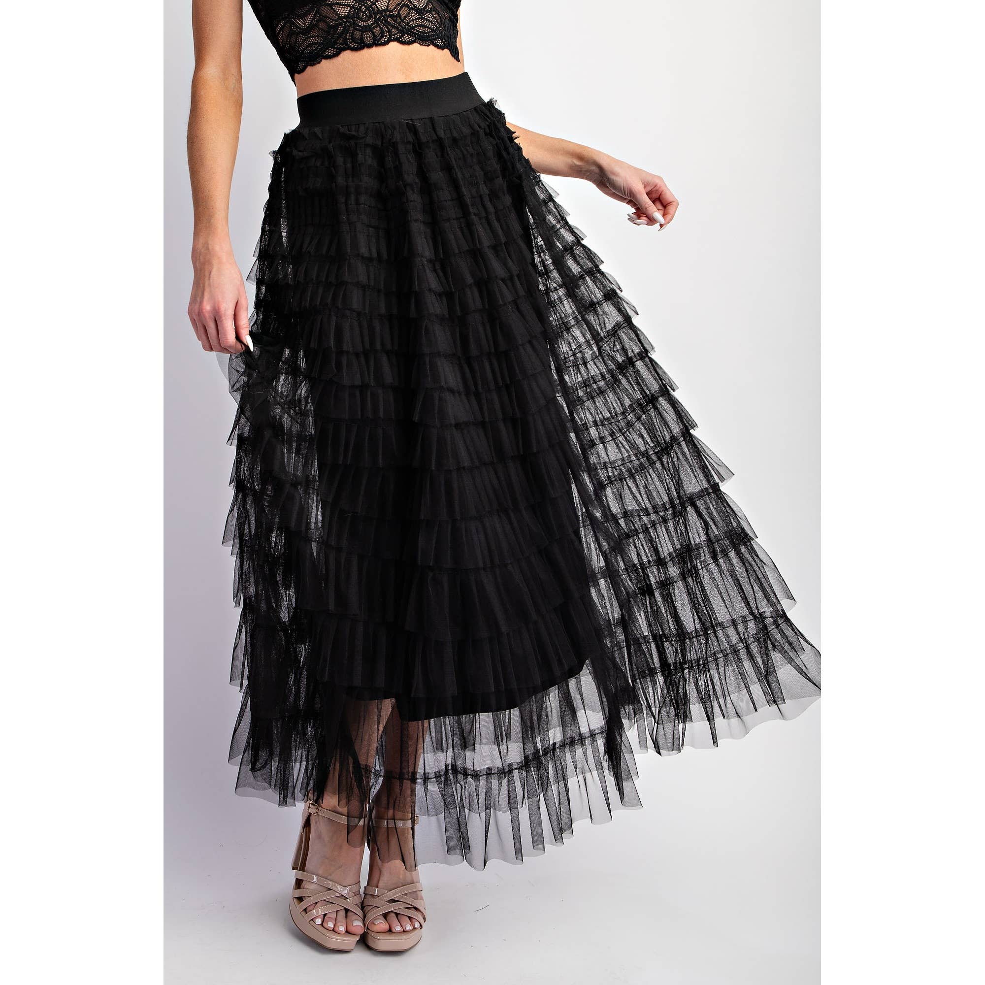 Sweet Generis - Wholesale Skirt - Women's - CASCADING TULLE MESH TIERED MAX SKIRT20