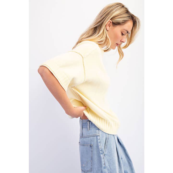 COTIERRA - Wholesale Knit Sweater - Women's - OVERSIZED CREWNECK SHORT SLEEVE SWEATER2