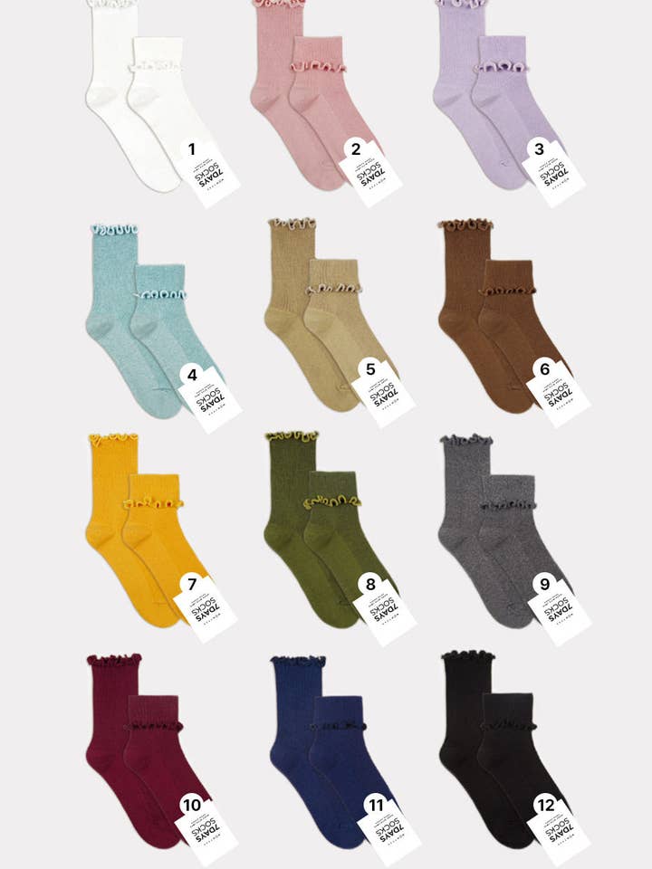 Calzini da donna Crew Frill per la vendita all'ingrosso da parte di 7DAYSSOCKS