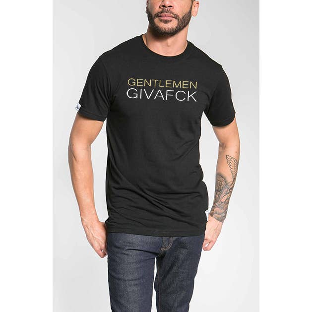 Tenfed - Wholesale Screen Printed T-Shirt - Men's - GENTLEMEN GIVAFCK Black Crew Neck Tee