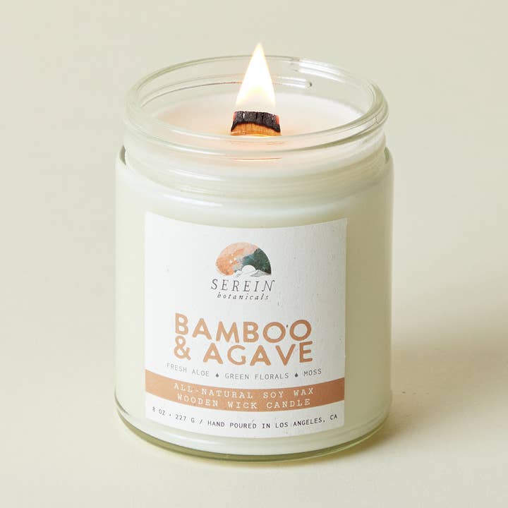 Serein Botanicals - Wholesale Jar/Filled Candle - Bamboo & Agave Soy Candle — Spa-Inspired Tranquility0