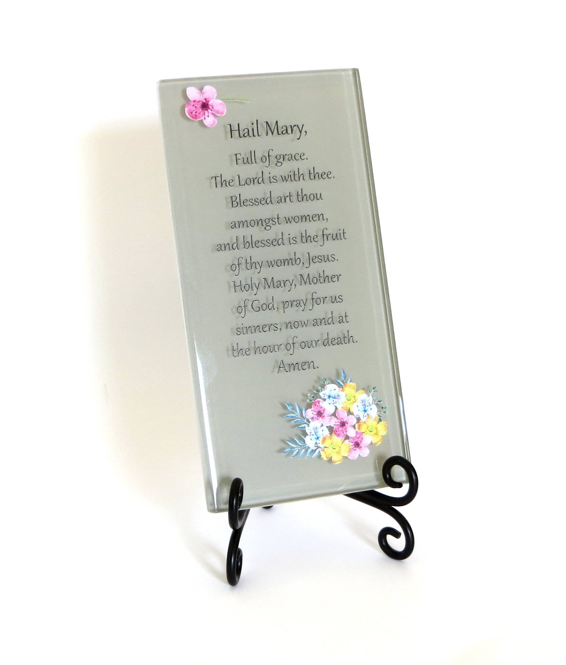 Lifeforce Glass, Inc. - Wholesale Plaque - The Hail Mary Prayer on a Glass Plaque, Catholic Family Gift4