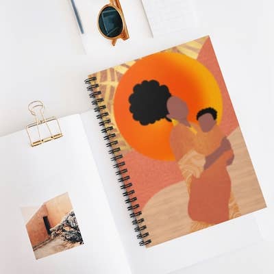 Diário de caderno espiral mãe filho rainha negra por atacado de Ase & Company
