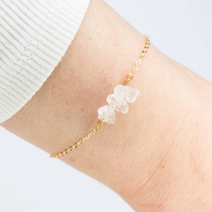 ELLA Bracelet with raw clear quartz crystals for wholesale by Allie and Posie