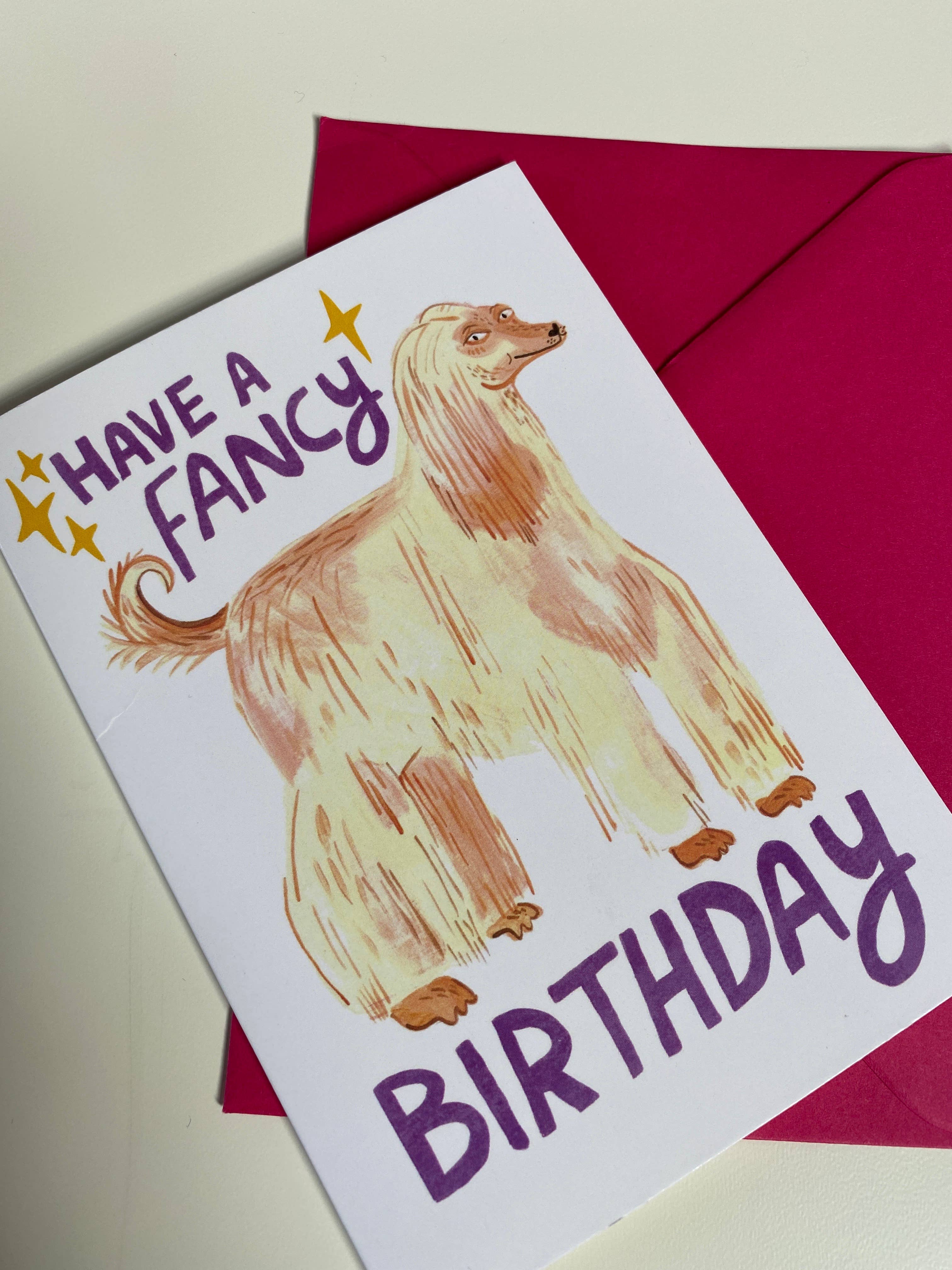 Fernandes Makes - Wholesale Birthday Card - Have a Fancy Birthday Afghan Hound Dog A6 Greeting Card3