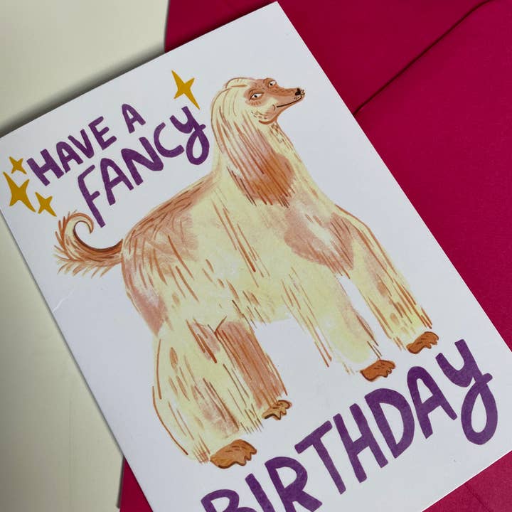 Fernandes Makes - Wholesale Birthday Card - Have a Fancy Birthday Afghan Hound Dog A6 Greeting Card3