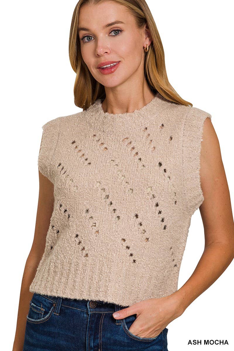 Vanilla Monkey - Wholesale Sweater Vest - Women's - Textured Wool Sweater Vest0