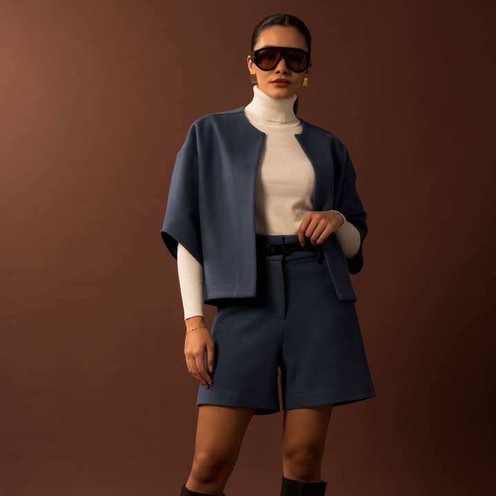 Short open wool coat 10032 for wholesale by FERRACHE