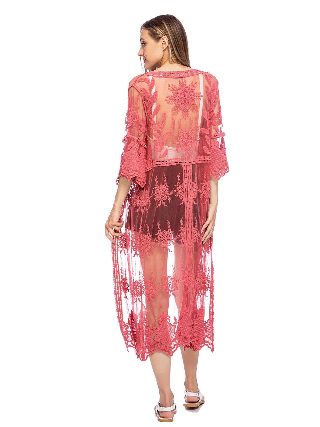 Anna Kaci Wholesale - Wholesale Kimono - Women's - Long Floral Lace Embroidered Kimono34