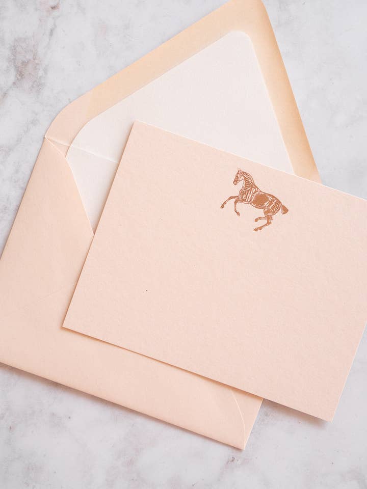 Horse Cantering Foil Stamped Cards, Set of 8, Tonal Peach for wholesale by Danielle Demers Studio