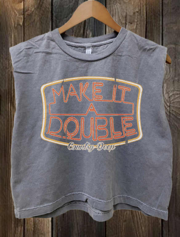 Country Deep Apparel - Wholesale Tank Top - Women's - Make it a Double Boxy midriff pinned sleeve muscle top3