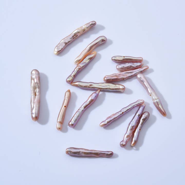 Beads Creation – wholesale Beads – Center Drill Bar Pearl Freshwater Pearls, Biwa Pearl, FWP0102