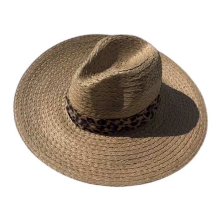 Portia Hat - Wholesale Straw hat – women's - Leopard Luxe Straw Fedora 4