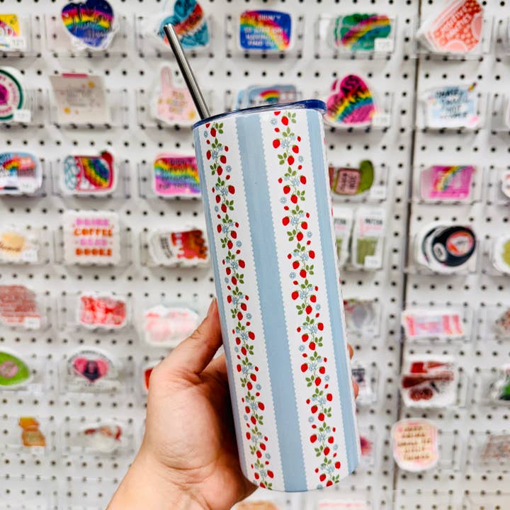 20 oz Skinny Tumbler, Strawberry Vine Pattern for wholesale by Sonny Rising